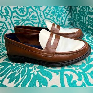 Cole Haan Leather Two Tone Brown & White Slip On Flat Loafers Size 7.5